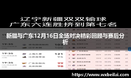 新疆与广东12月16日全场对决精彩回顾与赛后分析